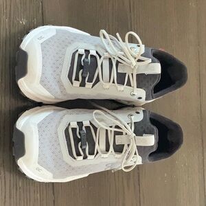 Gray and White Athletic Shoes with Breathable Mesh